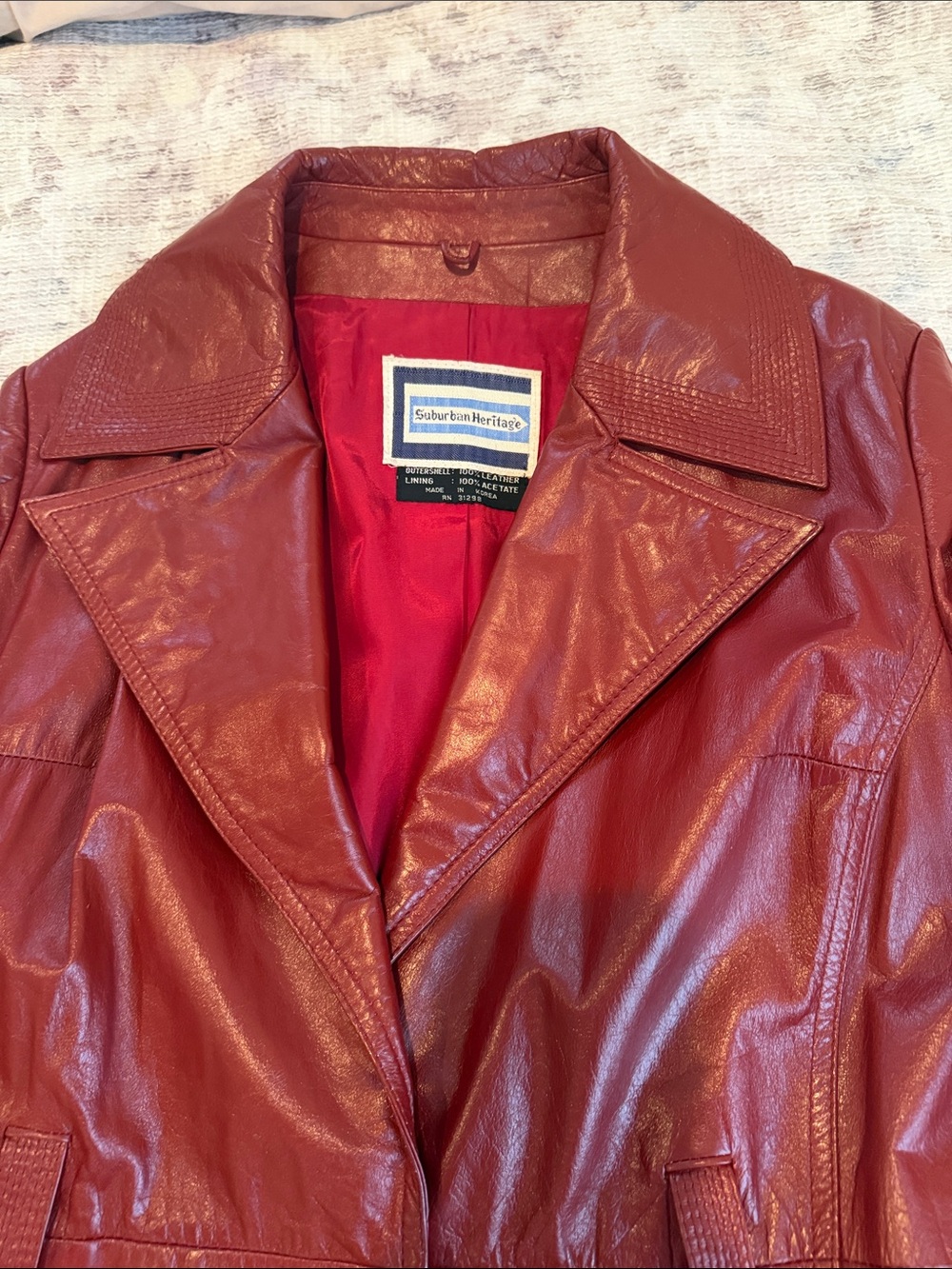 Urban Heritage Red Faux Leather Long Trench Jacket